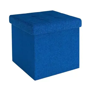 Intirilife Faltbare Sitzhocker 30x30x30 Cm In Ozean Blau - Sitzwürfel Mit Deckel Und Stauraum Aus Stoff Mit Mulden - Sitzcube Fußablage Klappbare