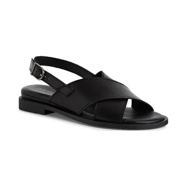Tamaris Damen Sandalette Leder Flach, Schwarz, 37 Eu thumbnail