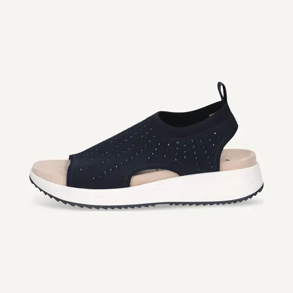 Caprice Damen Sandalen Flach Weiches Fußbett Bequem, Blau (Ocean Knit), 36 Eu thumbnail