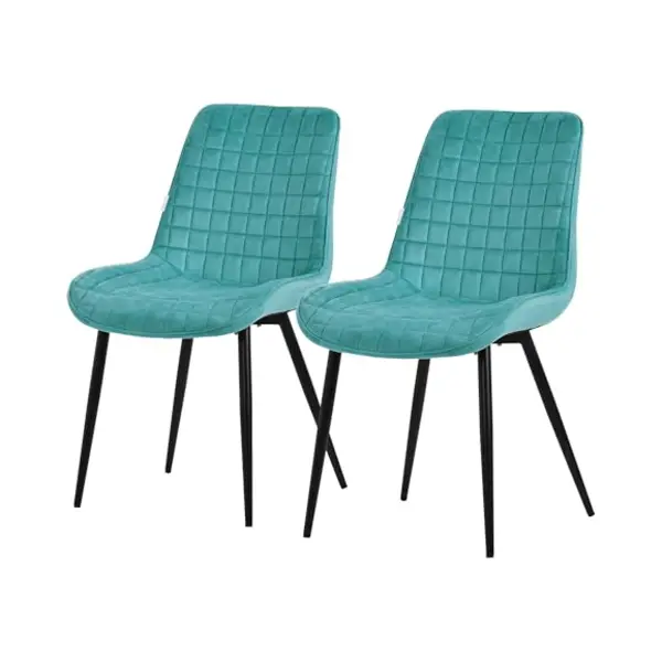 Ml-Design Esszimmerstühle 2er Set, Petrol, Sitzfläche Aus Samt Mit Schwarzen Metallbeinen, Küchenstühle Mit Rückenlehne, Wohnzimmerstühle, Polsterstühle thumbnail