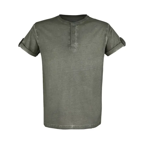 Black Premium By Emp Green T-shirt With Buttons And Turn-up Sleeves T-Shirt Green thumbnail