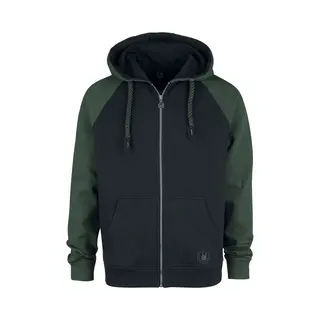 Red By Emp Black/Green Hoodie With Raglan Sleeves Hoodie Jacket Black Dark Green
