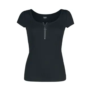 Black Premium By Emp Schwarzes T-Shirt Mit Reißverschluss Im Ausschnitt T-Shirt Schwarz In M
