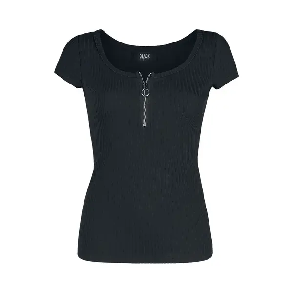 Black Premium By Emp Schwarzes T-Shirt Mit Reißverschluss Im Ausschnitt T-Shirt Schwarz In 5XL thumbnail