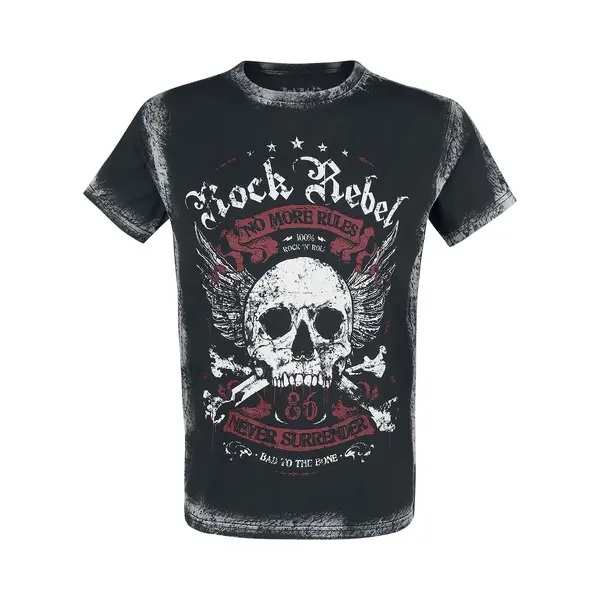 Rock Rebel By Emp Zwart T-shirt Met Frontprint En Wassing - Heren - M thumbnail