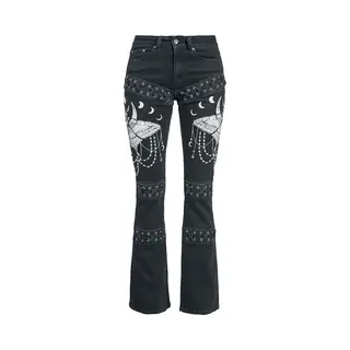 Gothicana By Emp Grace - Jeans With Elaborate Prints And Lacing Jeans Black