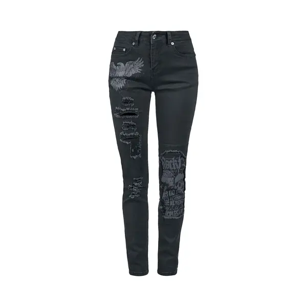 Rock Rebel By Emp Skarlett - Jeans With Prints And Rips Jeans Black thumbnail