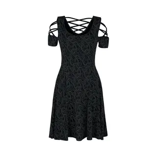 Black Premium By Emp Dress With Lacing And Celtic-Style Print Mini Dress Black