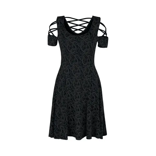 Black Premium By Emp Dress With Lacing And Celtic-Style Print Mini Dress Black thumbnail