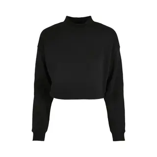 Urban Classics Damen Sweatshirt Ladies Cropped Oversized Sweat High Neck Crew Black M