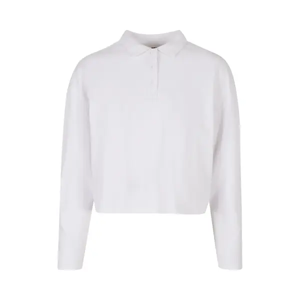 Urban Classics - Short Oversized Polo Longsleeve Top - 5XL - Wit thumbnail