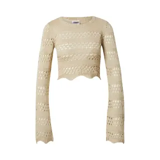 Urban Classics, Damen, Pullover, Häkel-Crop-Strickpullover Frau, Beige, (5XL)