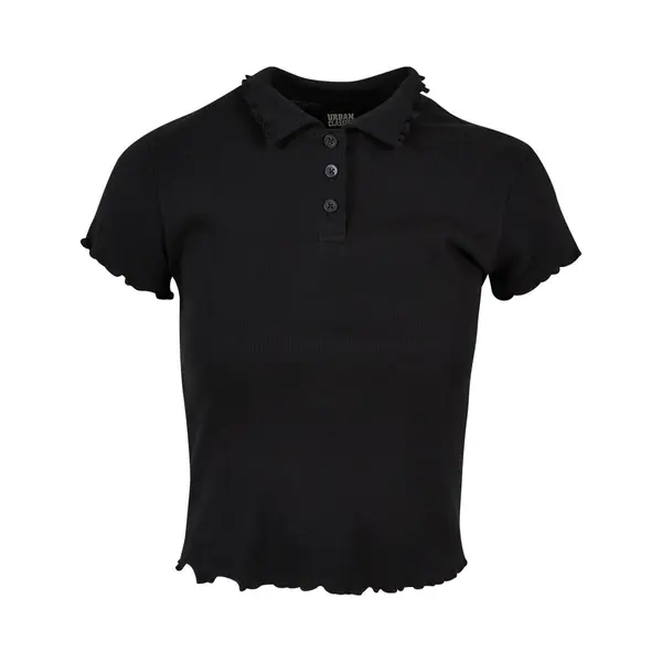 Urban Classics, Damen, Shirts, Ladies Rib Polo Tee, Schwarz, (5XL) thumbnail