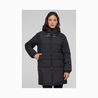 Urban Classics Damen Jacke Ladies Hooded Mixed Puffer Coat Black Xs