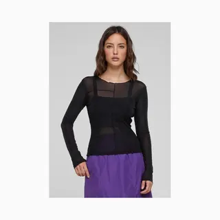 Urban Classics, Damen, Shirts, Ladies Exposed Seam Mesh Longsleeve, Schwarz, (Xl)