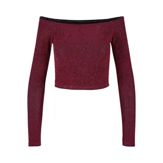 Urban Classics Longsleeve Urban Classics Damen Ladies Off Shoulder Glitter Longsleeve (1-tlg)