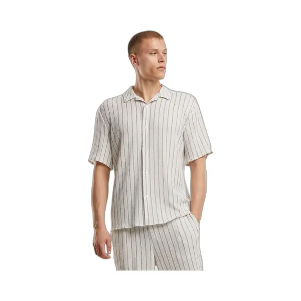 Urban Classics, Herren, Hemden, Striped Crinkle Resort Shirt - 189365, Mehrfarbig, Weiss, Schwarz, (L, S) thumbnail