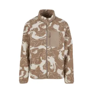 Urban Classics Herren Übergangsjacke Pattern Teddy Trackjacket, Oversized Fleece-Jacke Mit Brusttasche, Kuschelige Teddyfell-Jacke, Größen S - 5XL