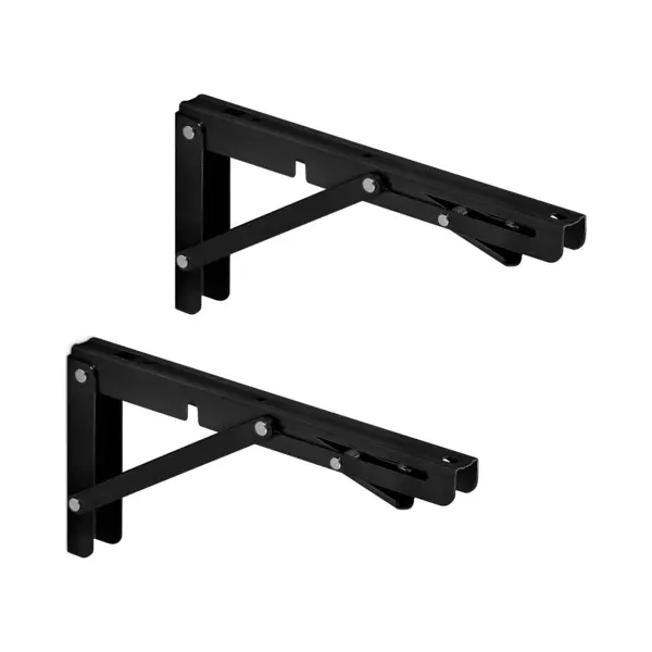 So-tech - 1 Paar Schwerlast-klappkonsolen (250 X 120 Mm, Schwarz, Tragkraft Bis 150 Kg) thumbnail