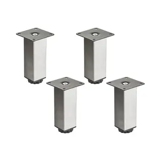 4 Stück Sotech Möbelfüße Zulu 38 X 38 X 120 Mm Edelstahloptik, Belastbar Bis 100 Kg Pro Fuß, Vitrinenfüße Sockelfüße Schrankfüße