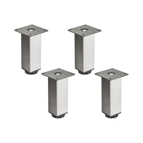 4 Stück Sotech Möbelfüße Zulu 38 X 38 X 120 Mm Edelstahloptik, Belastbar Bis 100 Kg Pro Fuß, Vitrinenfüße Sockelfüße Schrankfüße thumbnail