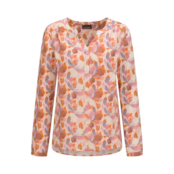 Goldner Blouse Met Print Gedessineerde Blouse Met Unieke Print thumbnail