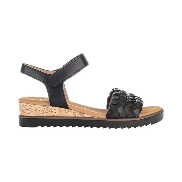 Gabor Damen Keilsandalen, Frauen Sandalen, Moderate Mehrweite (G), Keilsandaletten, Keilabsatz, Wedge-Heel, bequem, schwarz(Kork/schw), 37 Eu / 4 Uk thumbnail