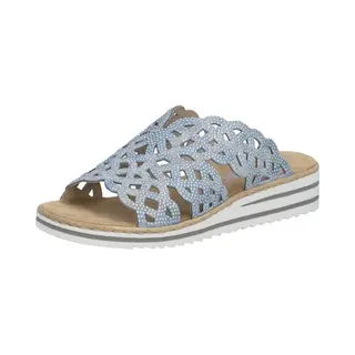 Rieker -Dames - Blauw Licht - Slippers & Muiltjes - Maat 40