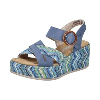Rieker Sandales Compensées Pour Femme Bleu 36 Eu