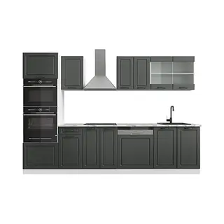 Vicco - Küchenzeile R-line, Anthrazit Landhaus/weiß, 300 Cm Mit Hochschrank, Ohne Arbeitsplatte