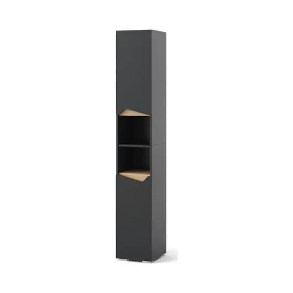 Vicco Bathroom Cabinet Marelle, Anthracite/Anthracite, 30 X 180 Cm With Doors And Open Compartments thumbnail