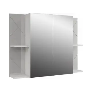 Vicco Badspiegelschrank Irma, Weiß/Weiß Hochglanz, 100 X 75 Cm Mit 2 Türen, Mit Spiegel Und Verstellbaren Einlegeböden