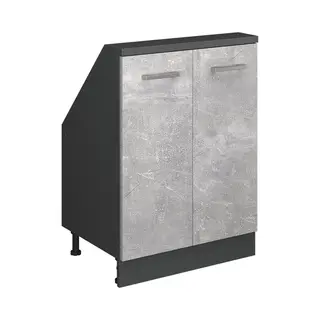 Dachschrägenschrank Rion, Beton/anthrazit, Mit 2 Türen, Vicco