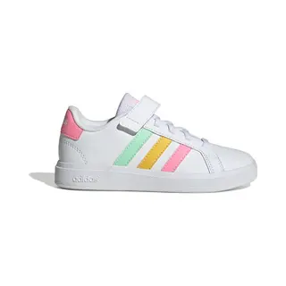 Adidas Unisex Kinder Grand Court Elastic Lace And Top Strap Shoes, Cloud White/Pulse Mint/Beam Pink, 35 Eu