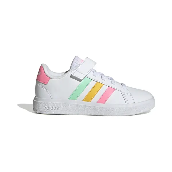 Adidas Unisex Kinder Grand Court Elastic Lace And Top Strap Shoes, Cloud White/Pulse Mint/Beam Pink, 35 Eu thumbnail