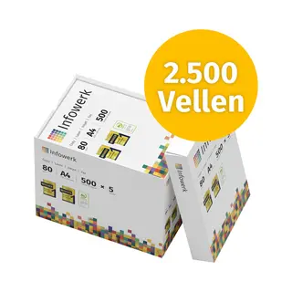 Infowerk Druckerpapier Kopierpapier 2500 Blatt A4 80g Premium Weiß Testsieger Pefc