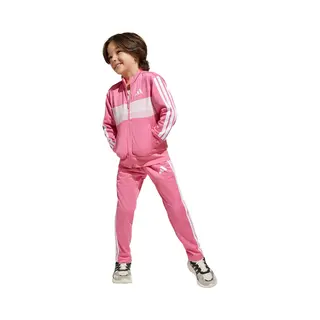 Adidas Unisex Kids Seasonal Essentials Tiberio 3 Stripes Tricot Tracksuit, Pink Fusion/White/Clear Pink, 6-7 Years