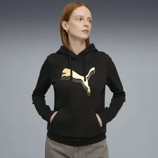 Puma Metallic Fl Dames Hoodie Zwart Goud - Maat L