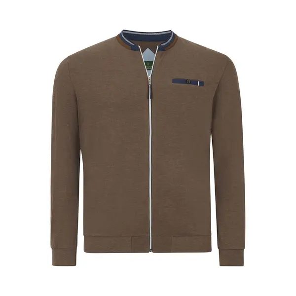 Charles Colby Sweatjacket Bruin, Effen thumbnail