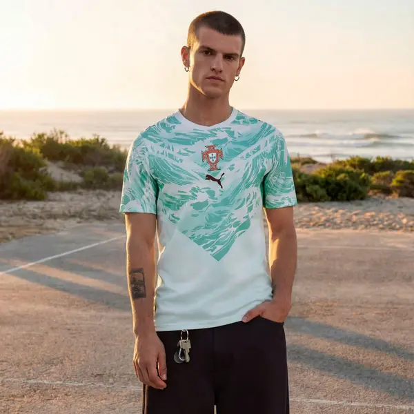 Puma Portugal 26 Away Football Shirt - Puma White/Green Lagoon / Large thumbnail