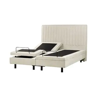 Beliani Castellan - Tweepersoonsbed - Beige - 160 X 200 Cm - Polyester