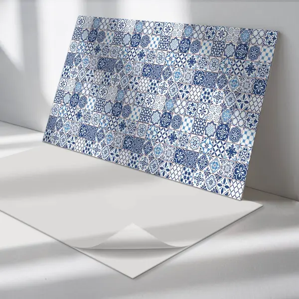 Wallfluent Vinyl Tegels - Geometrische Tegelpatronen Vinyl Wandtegels - 40 Cm X 20 Cm - Blauw Pvc Tegels - 10 Stuks - Rechthoek Pvc Tegels - Texturen thumbnail