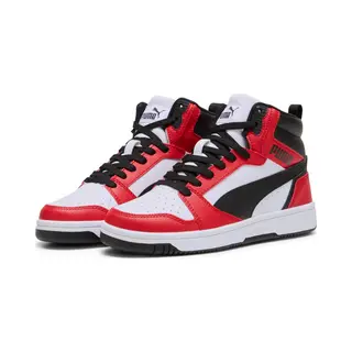 Puma Unisex Kinder Rebound V6 Mid Jr Sneaker, Puma White Puma Black For All Time Red, 36 Eu