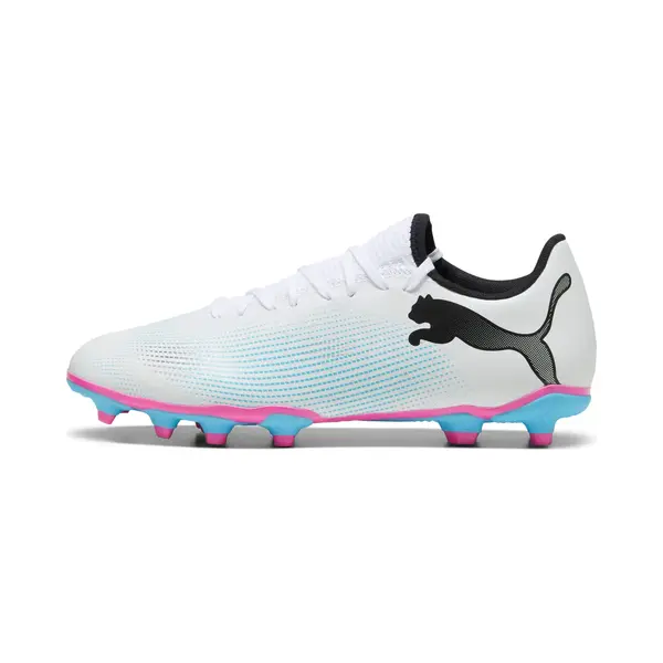 Puma Men Future 7 Play Fg/Ag Soccer Shoes, Puma White-Puma Black-Poison Pink, 10.5 Uk thumbnail