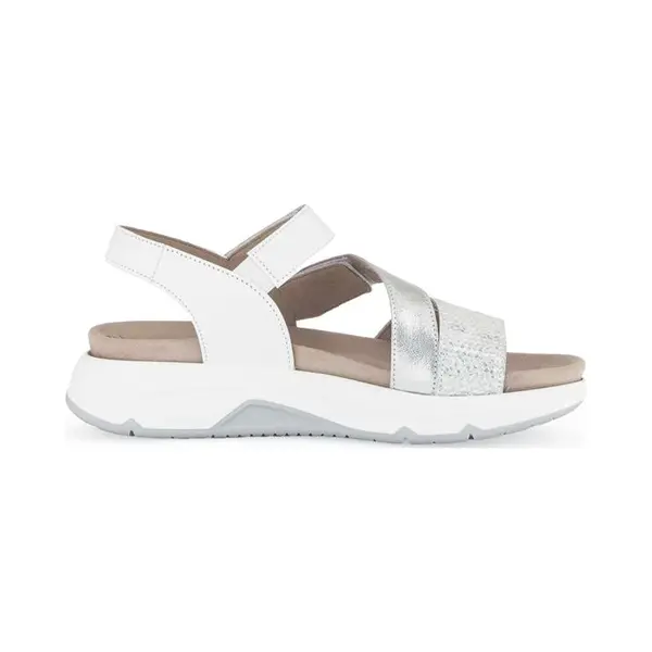 Gabor Damen Sandaletten, Frauen Sandalen, Moderate Mehrweite (G), Freizeitschuhe, offene Schuhe, Strandschuhe, bequem, Silber/Weiss, 37.5 Eu / 4.5 Uk thumbnail
