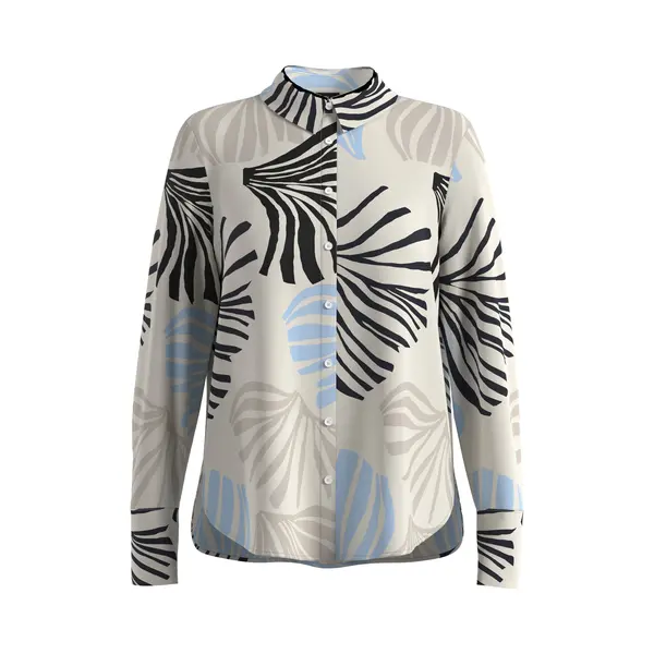 S.Oliver Satinierte Viskose-Bluse Mit All-Over-Print Und Manschetten thumbnail