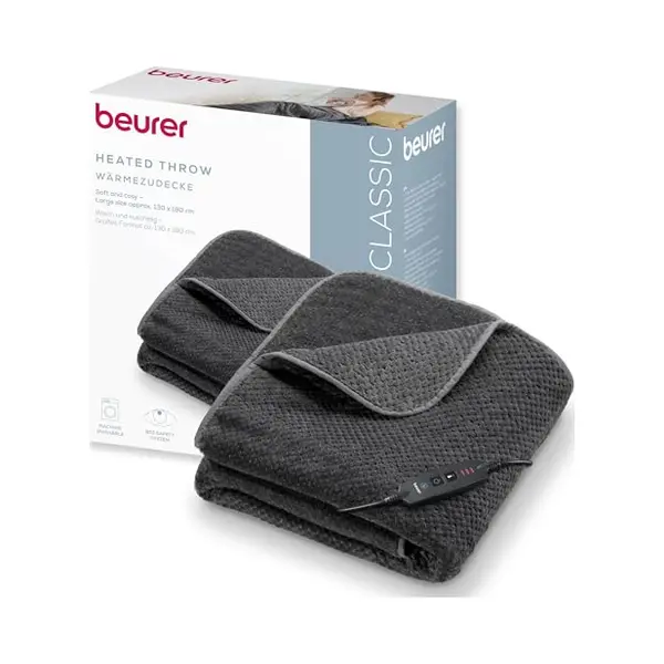 Beurer Heizdecke "Hd 65 Dark Grey, Aus Weichem Stoff" Maschinenwaschbar, Mit 3 Temperaturstufen & Sicherheitsabschaltung thumbnail