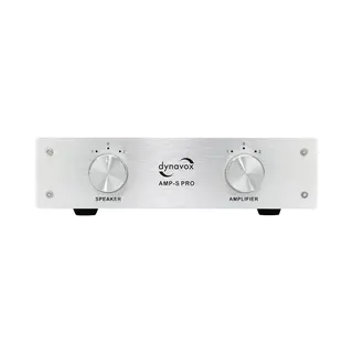 Dynavox Amp-S Pro Amplifier And Speaker Switch In Metal Housing For Stereo And Surround Amplifier, Banana Plug Or Clamp Connection, Silver
