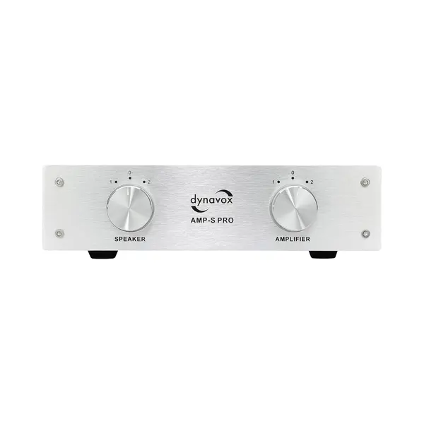 Dynavox Amp-S Pro Amplifier And Speaker Switch In Metal Housing For Stereo And Surround Amplifier, Banana Plug Or Clamp Connection, Silver thumbnail