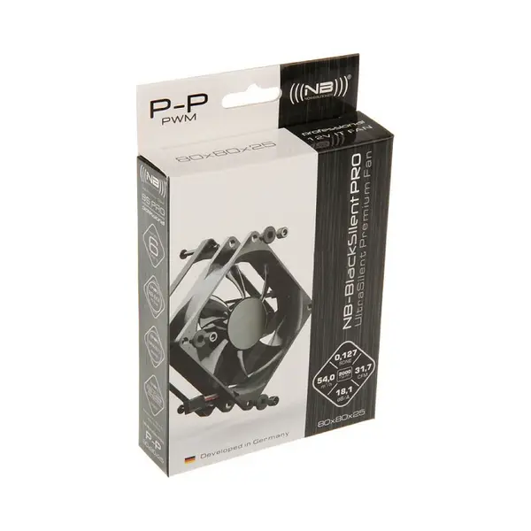 Noiseblocker BlackSilentPro P-P Computer behuizing Ventilator 8 cm Zwart thumbnail